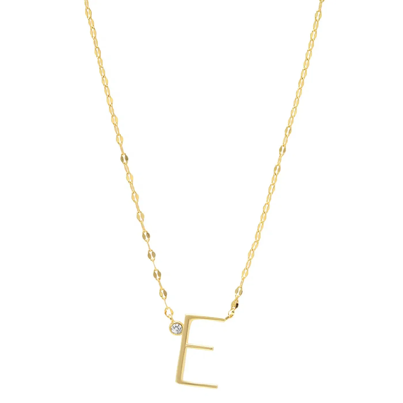 Initial Letter Necklace with Zirconia Stone