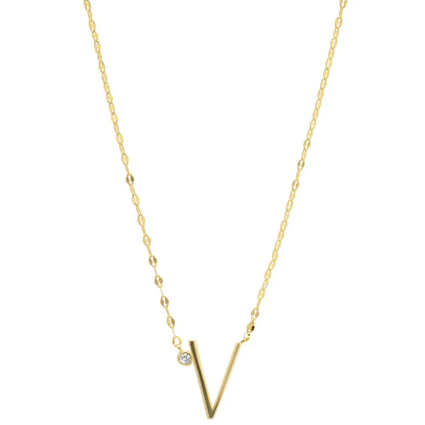 Initial Letter Necklace with Zirconia Stone