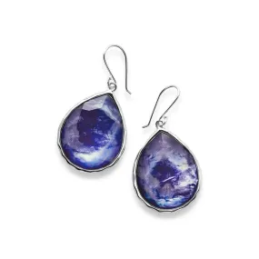 Ippolita Sterling Rock Candy Teardrop Earrings in Clear Quartz and Mother-of-Pearl and Lapis