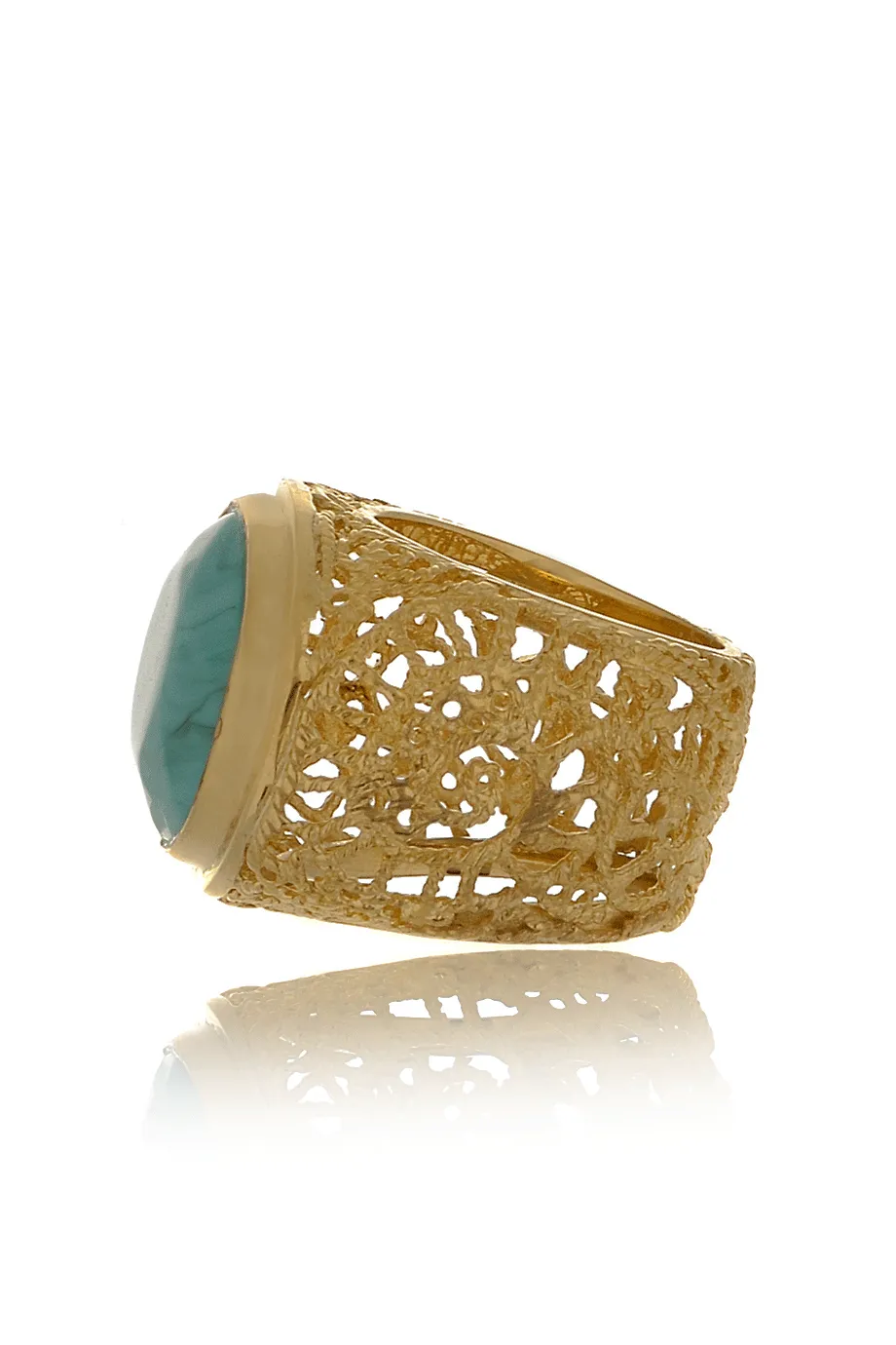 ISHARYA ROUND SWIRL Sea Foam Filigree Ring