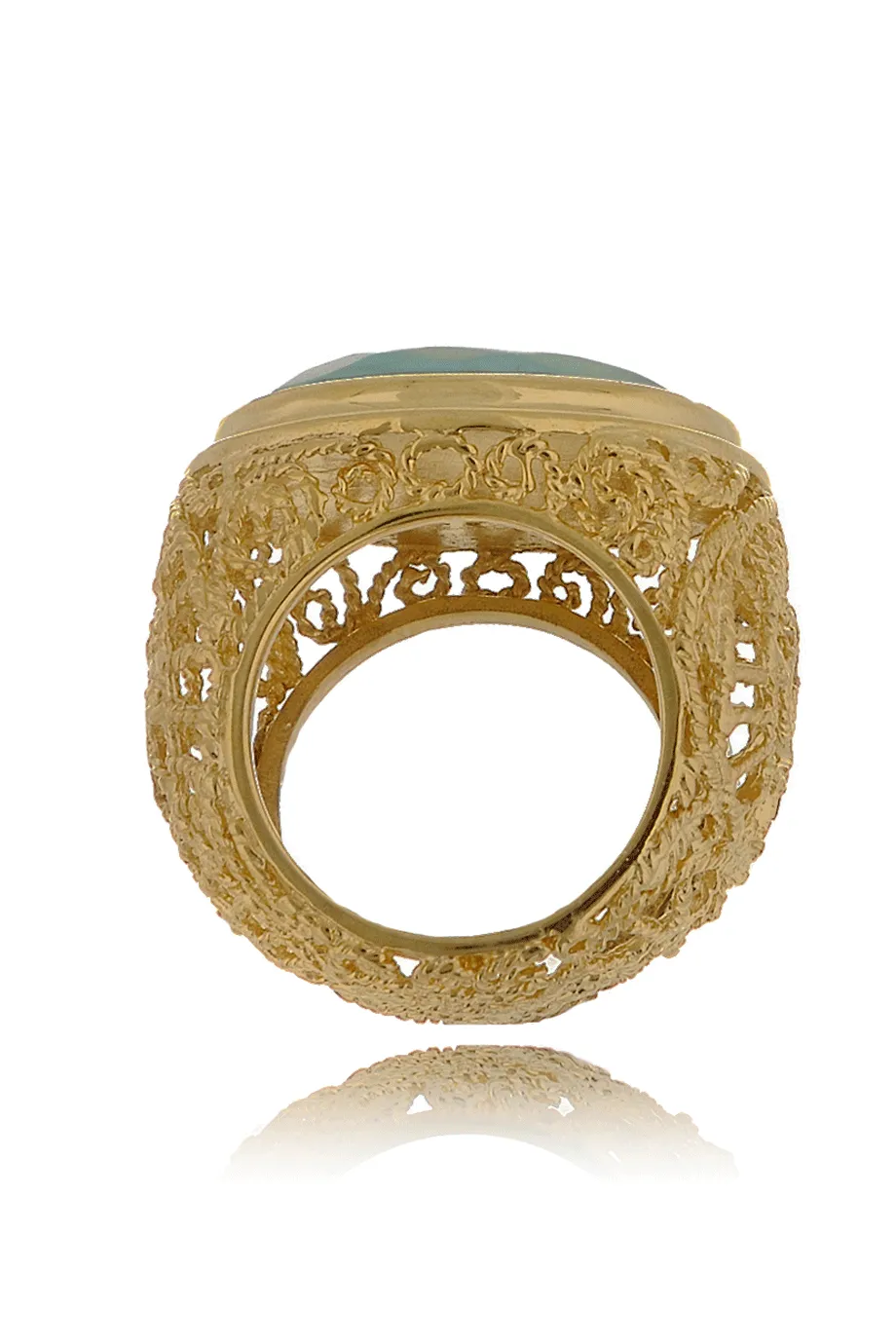 ISHARYA ROUND SWIRL Sea Foam Filigree Ring