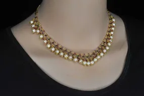 Jaali work Pearl Necklace Set