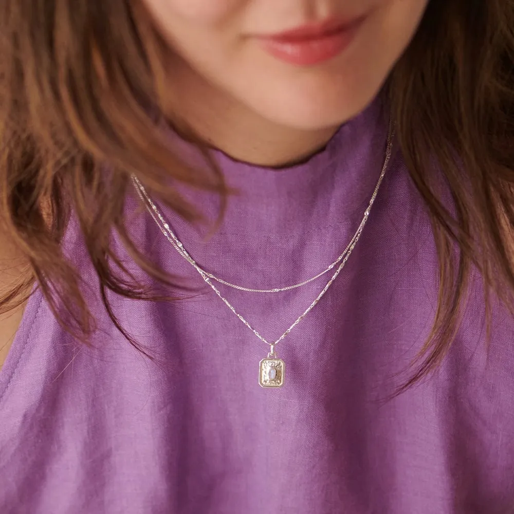 June Moonstone Birthstone Necklace Sterling Silver