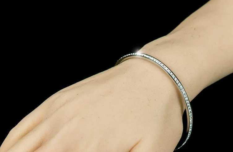 Katlynn Silver CZ Bangle Bracelet