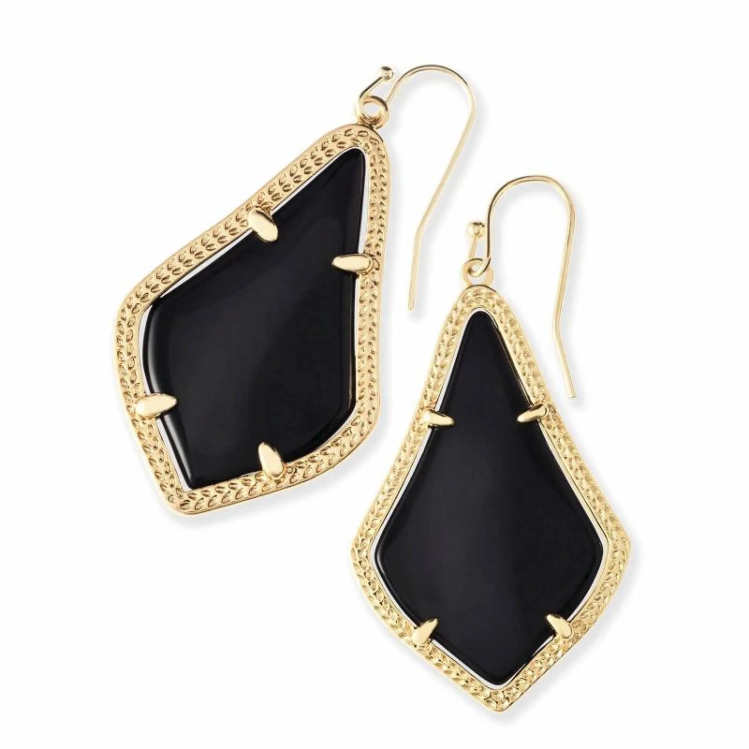 Kendra Scott | Alex Gold Drop Earrings in Black Opaque Glass