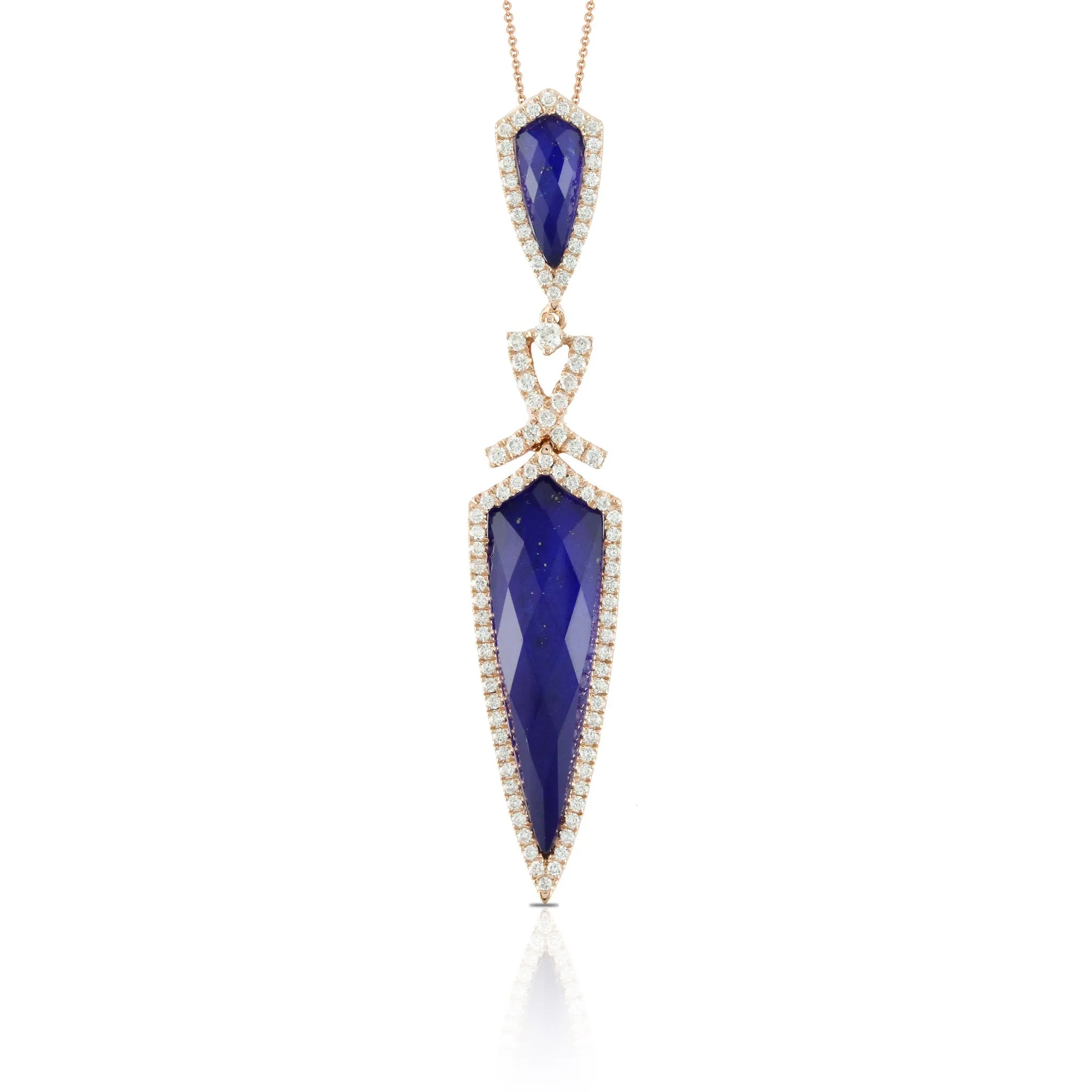 Lapis Doves Diamond Pendant Necklace