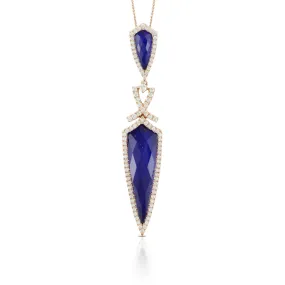 Lapis Doves Diamond Pendant Necklace