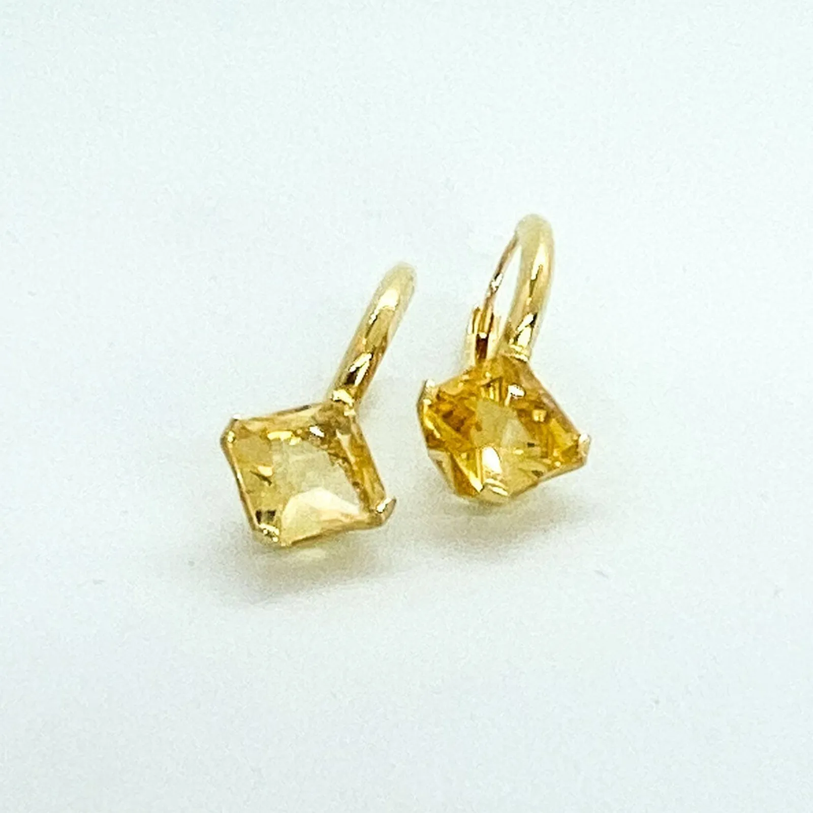 Lemon Quartz 8mm Square Earrings in Plated Yellow Gold Silver | Stargaze Petite Collection