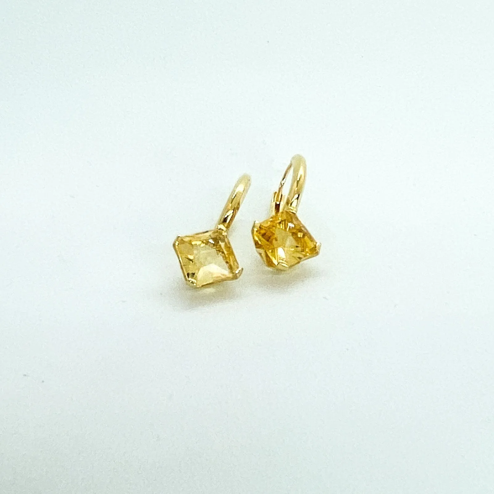 Lemon Quartz 8mm Square Earrings in Plated Yellow Gold Silver | Stargaze Petite Collection