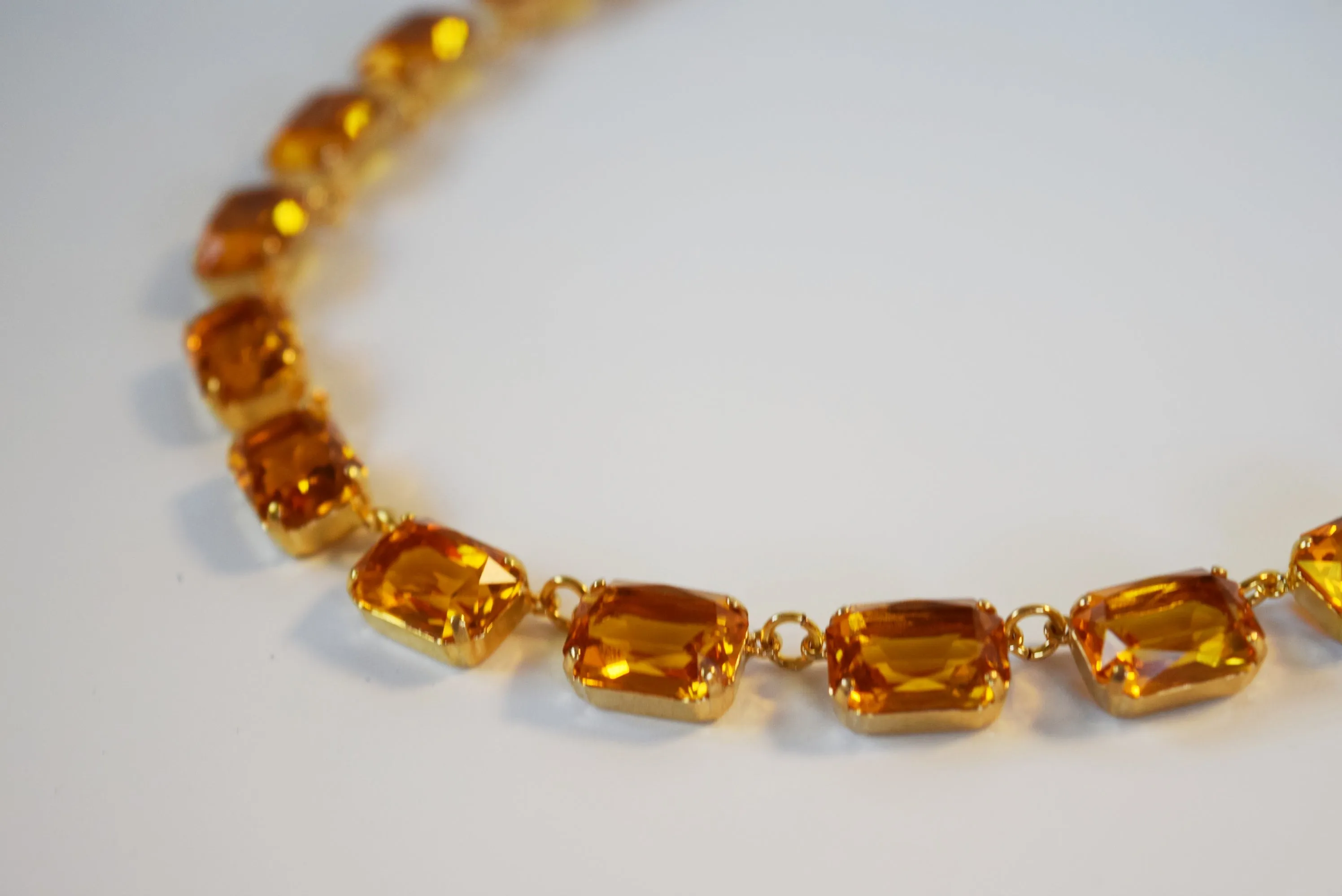 Light Orange Collet Necklace - Medium Octagon