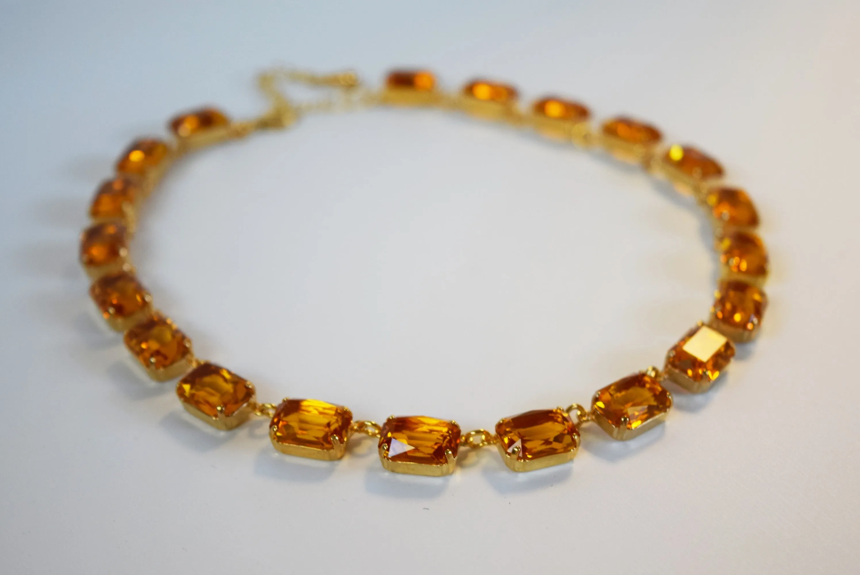 Light Orange Collet Necklace - Medium Octagon