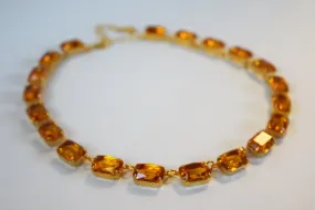 Light Orange Collet Necklace - Medium Octagon