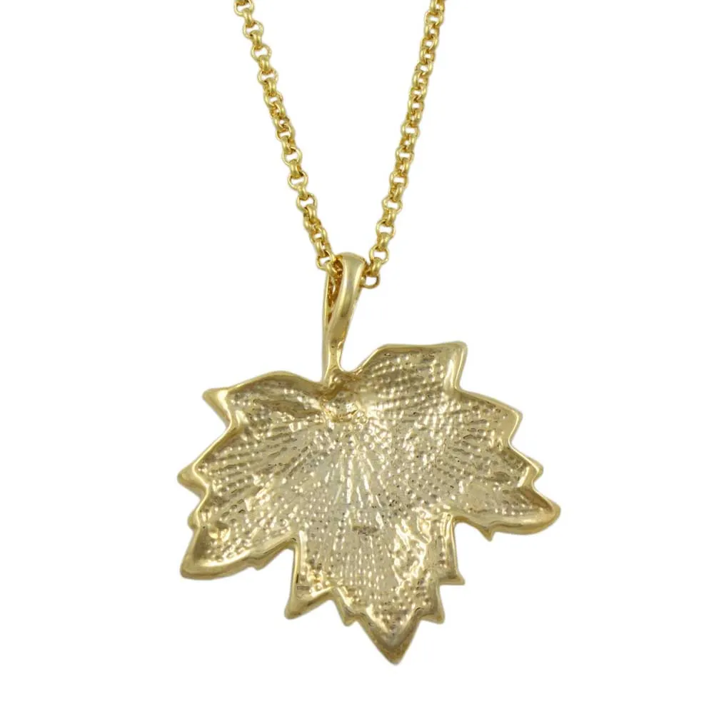 Light Topaz Crystal Maple Leaf Pendant on Gold-tone Chain - PT412