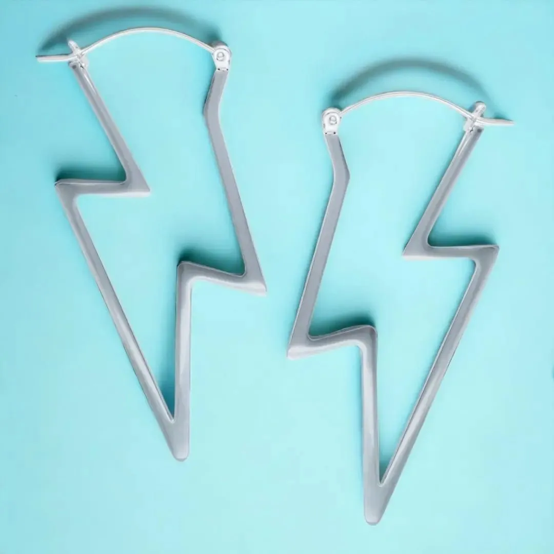 Lightning Bolt Hoop Earrings