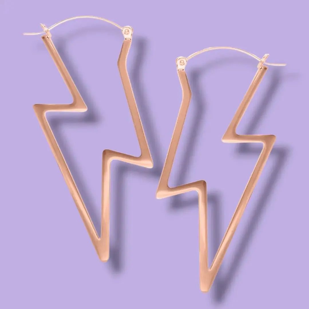 Lightning Bolt Hoop Earrings