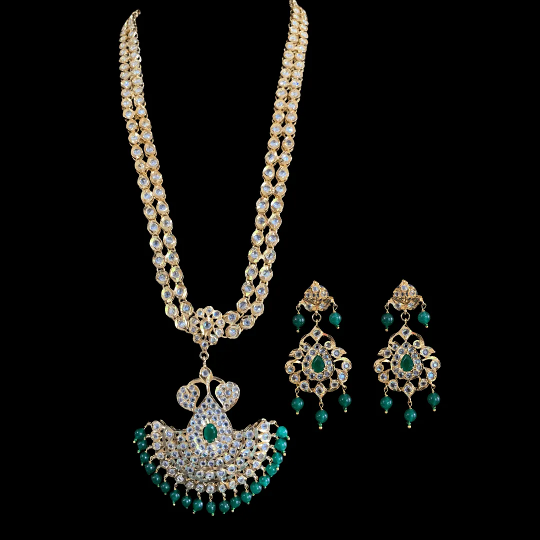 LN84 Kushi hyderabadi rani haar in green beads ( READY TO SHIP)