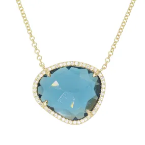 London Blue Topaz Organic Necklace With Diamonds 14k