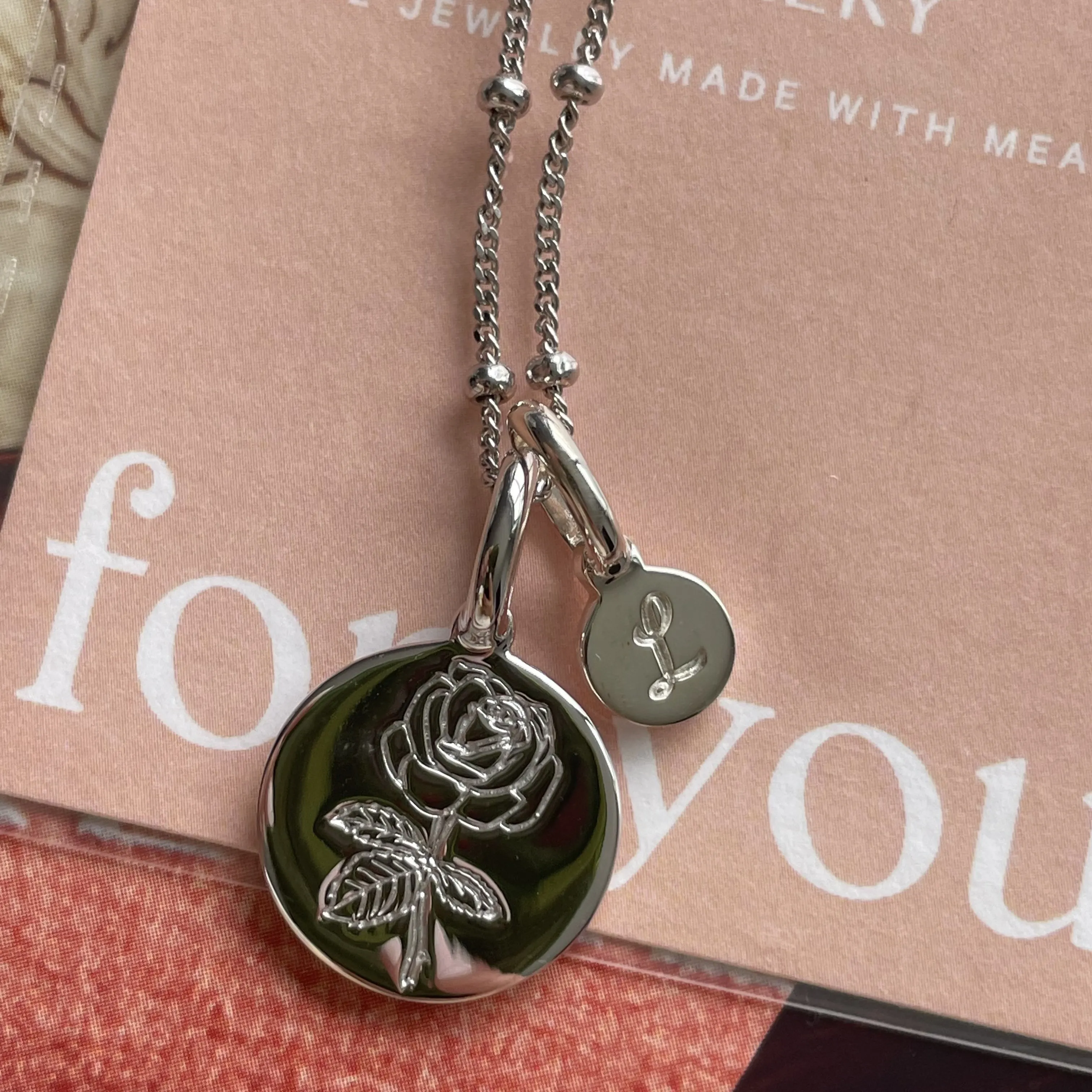 Lotus Necklace With Initial - July Flower