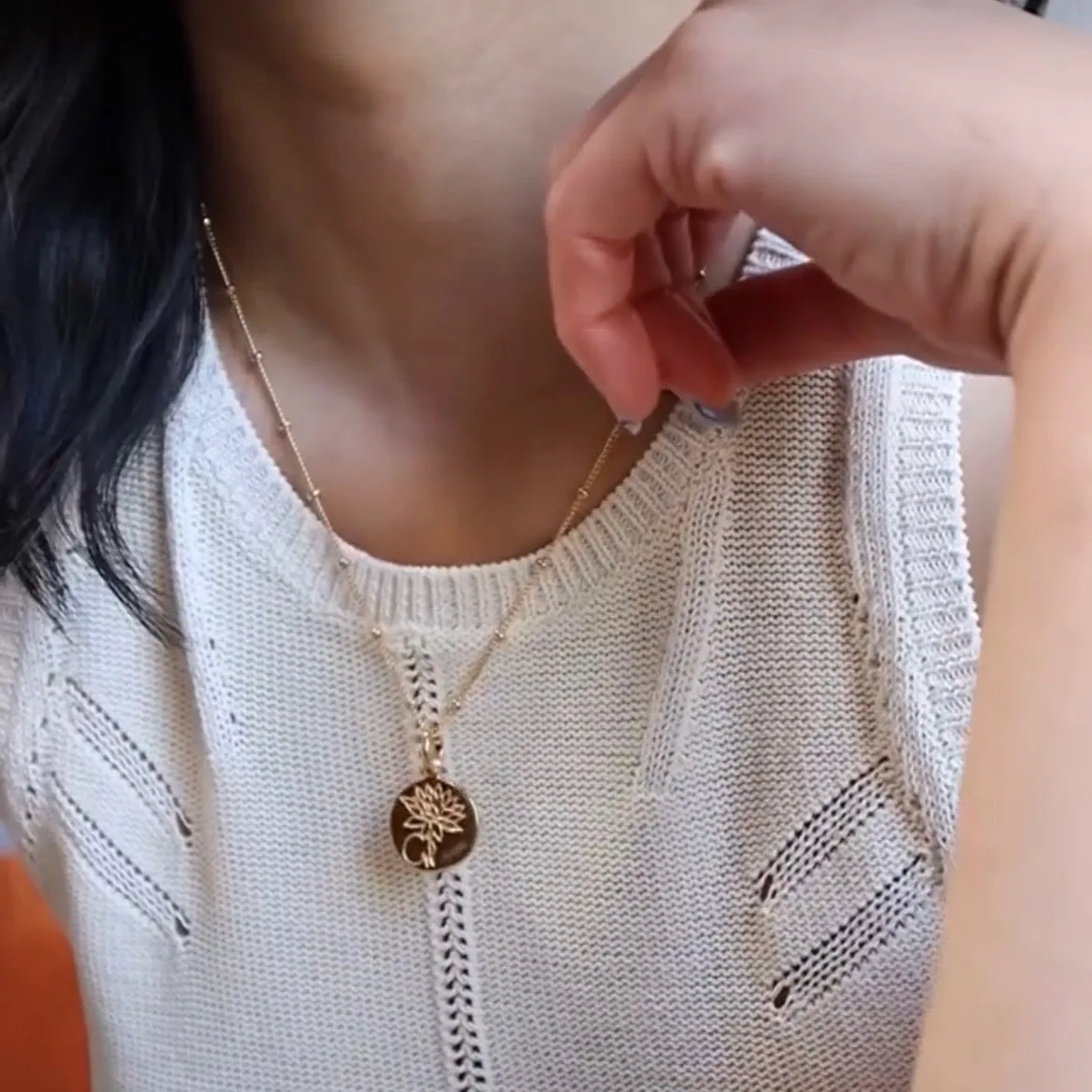 Lotus Necklace With Initial - July Flower