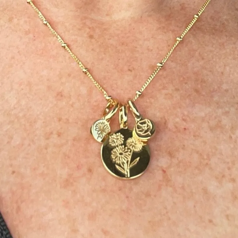 Lotus Necklace With Initial - July Flower