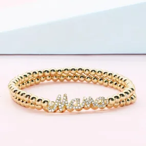 'Mama' Cubic Zirconia Gold Plated Bracelet Set