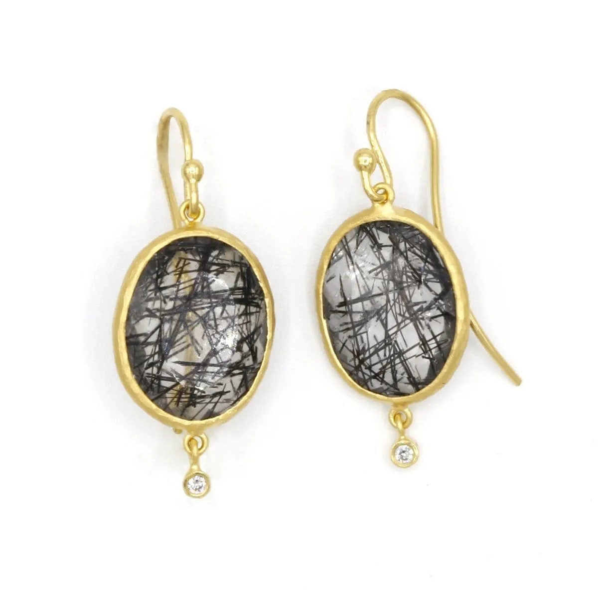 Marika 14k Gold Rutilated Quartz & Diamond Earrings - M6880