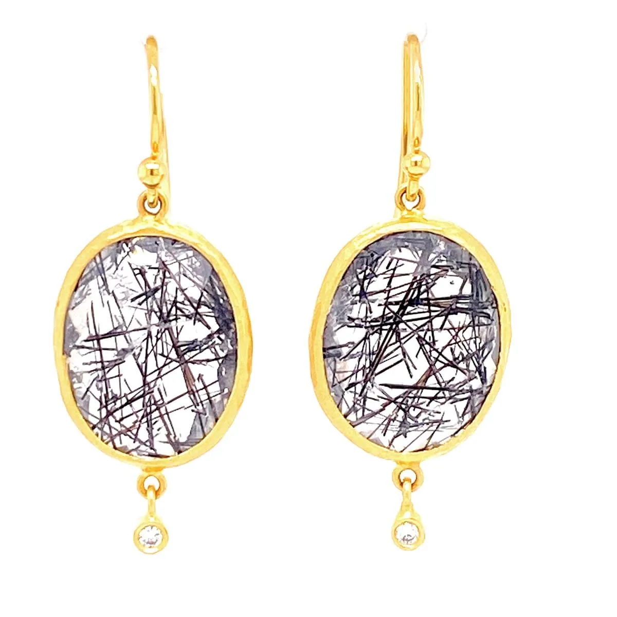 Marika 14k Gold Rutilated Quartz & Diamond Earrings - M6880