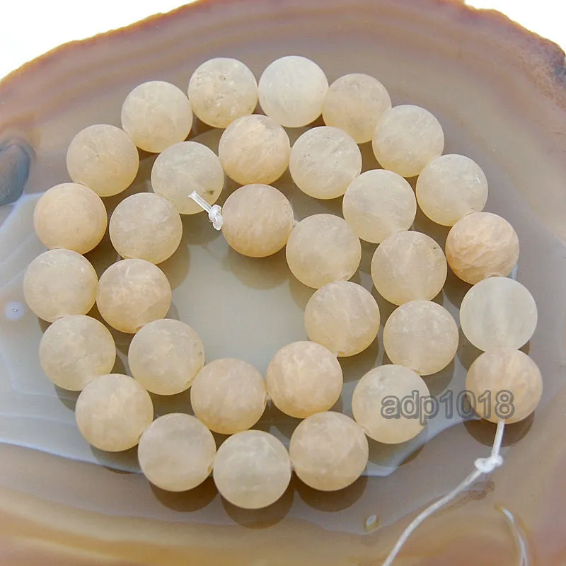 Matte Natural Yellow Volcano Quartz Gemstone Round Loose Beads on a 15.5" Strand