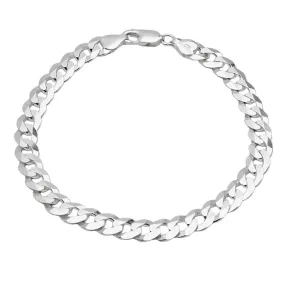 Men's 7mm Solid 925 Sterling Silver Italian Curb Chain Bracelet