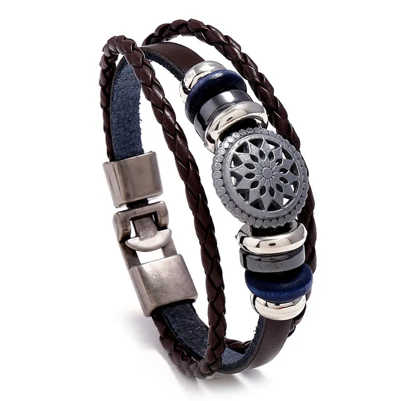 Men's Weaving Cattle Leather Bracelet Simple Student Couple Jewelry