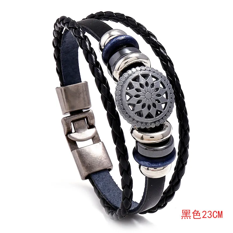 Men's Weaving Cattle Leather Bracelet Simple Student Couple Jewelry