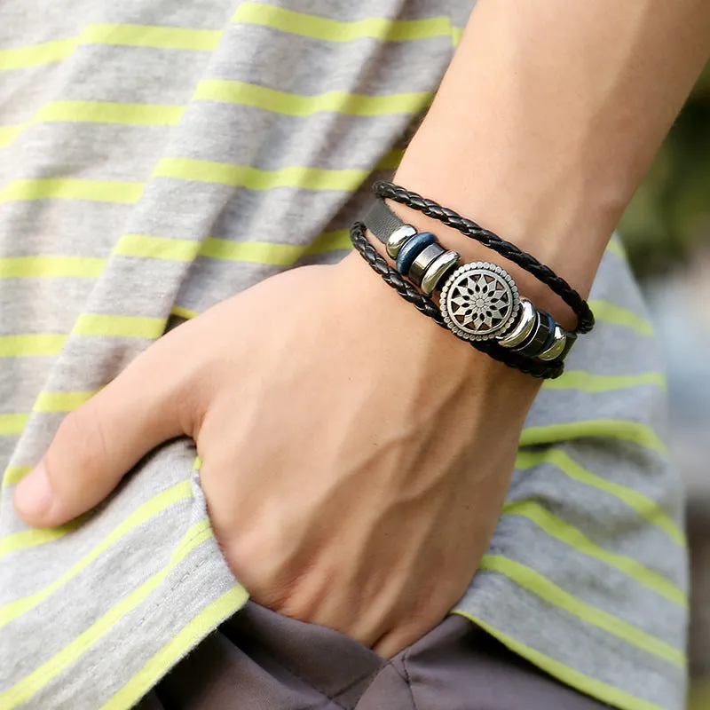 Men's Weaving Cattle Leather Bracelet Simple Student Couple Jewelry