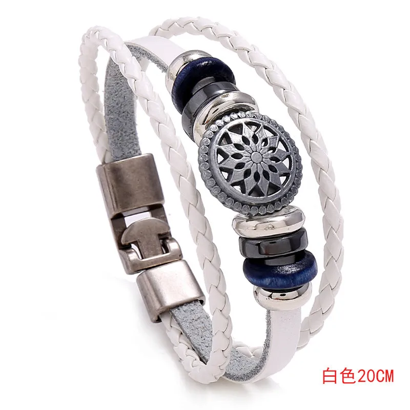 Men's Weaving Cattle Leather Bracelet Simple Student Couple Jewelry