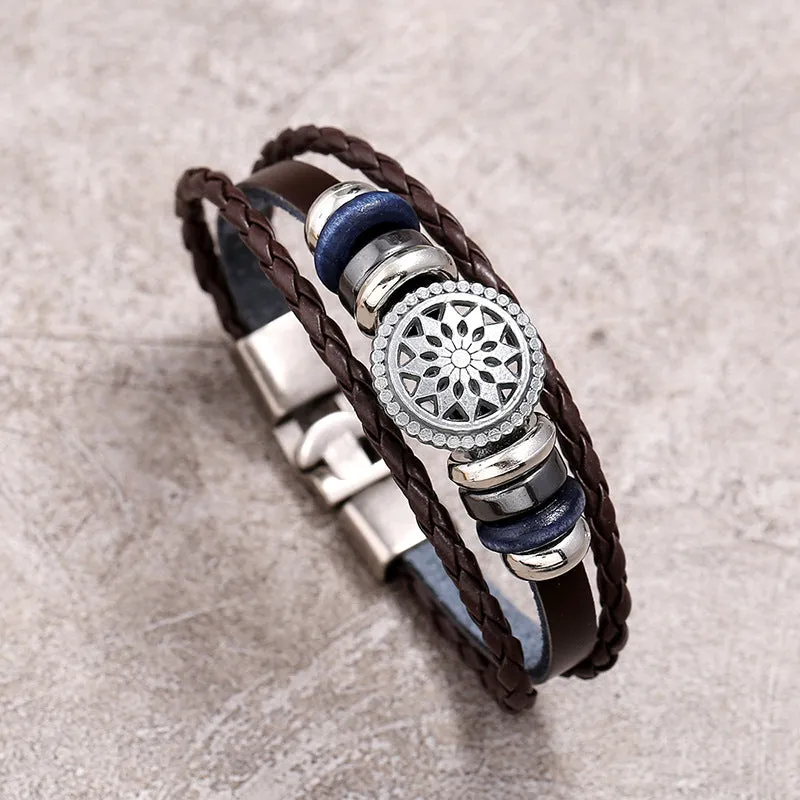 Men's Weaving Cattle Leather Bracelet Simple Student Couple Jewelry