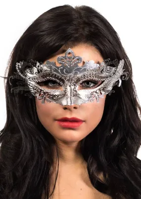 Metal Overlay Silver Glitter Masquerade Mask