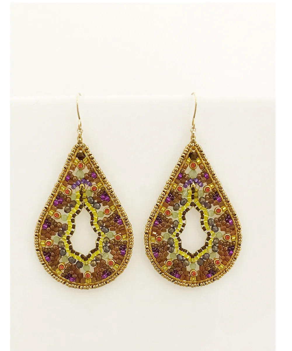 Miguel Ases Smoky Hydro Quartz, Swarovski and Miyuki Seed Bead Earring