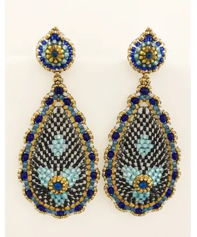 Miguel Ases Tanzanite Hydro Quartz, Swarovski and Miyuki Seed Bead Earring