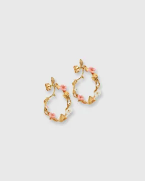 Mini Flower Whirl Earrings in Gold/Pink/Mother Of Pearl