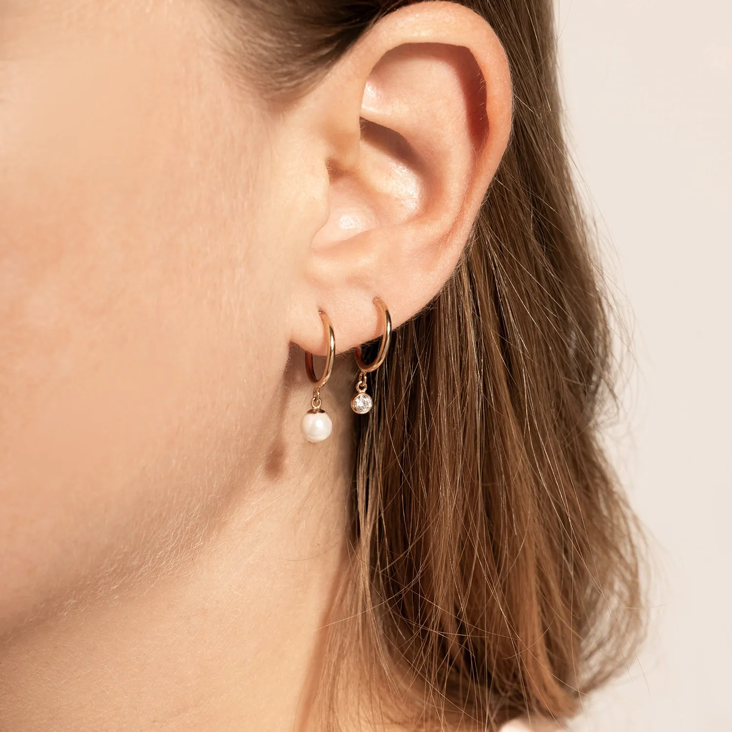 Minimal Pearl Hoop Earrings