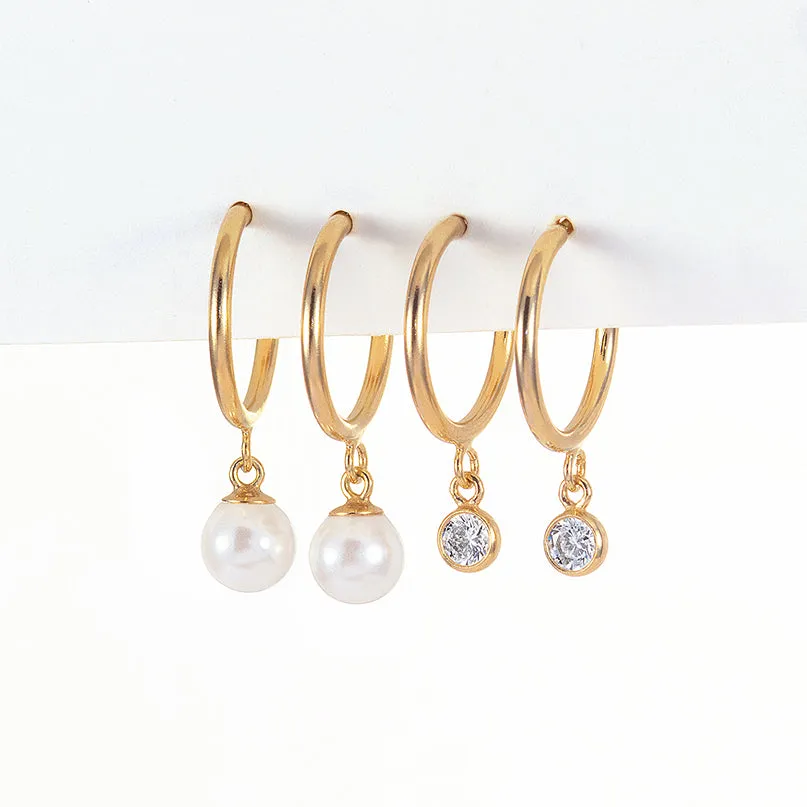 Minimal Pearl Hoop Earrings