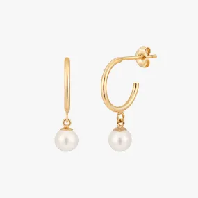 Minimal Pearl Hoop Earrings