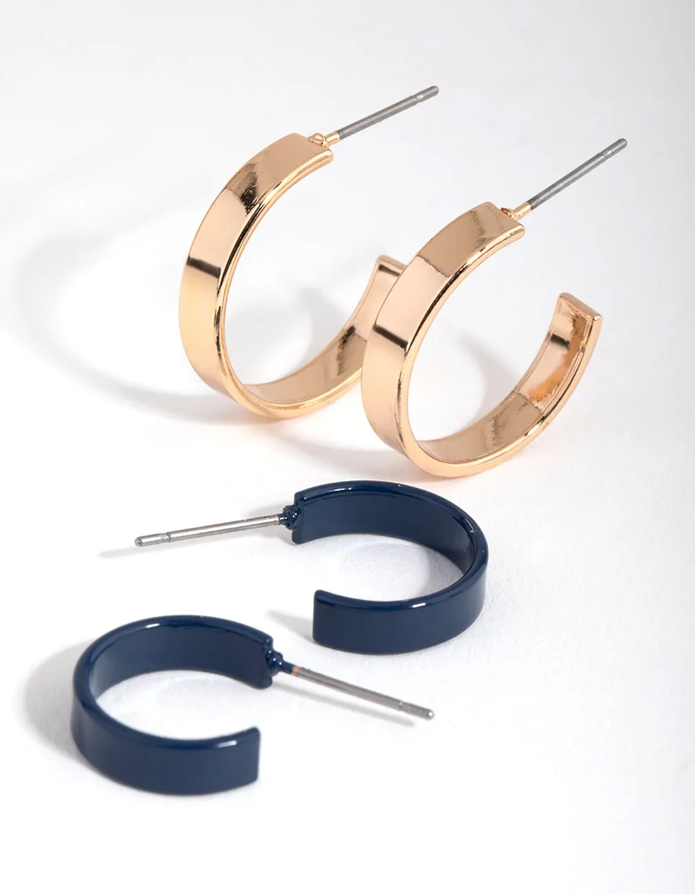 Mixed Metal Cylinder Hoop Pack Earring