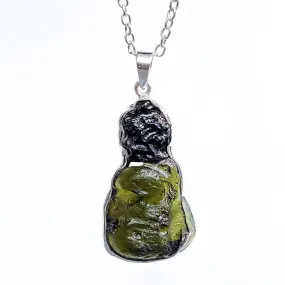 Moldavite & Tibetan Tektite Double Stone Necklace