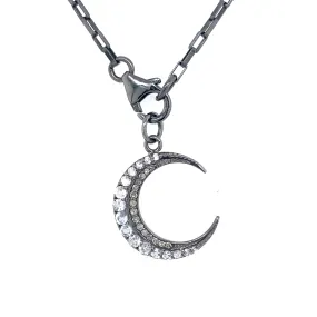 Moonstone & Diamond Crescent Moon Pendant