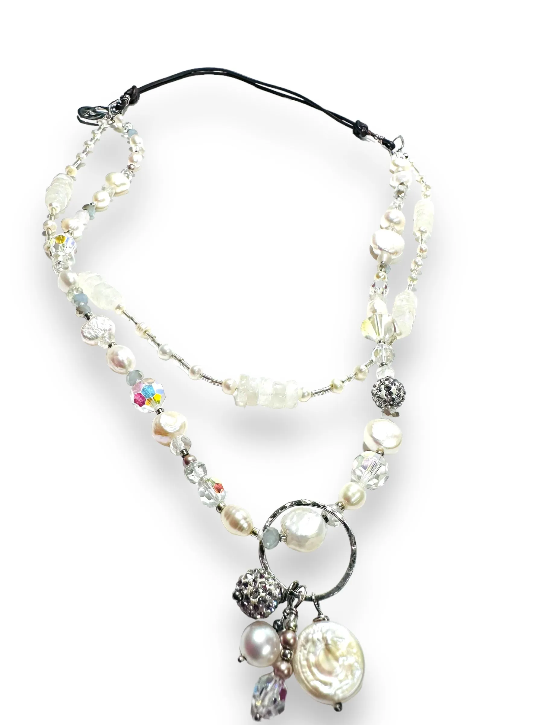 Moonstone and Pearl Double layered Necklace