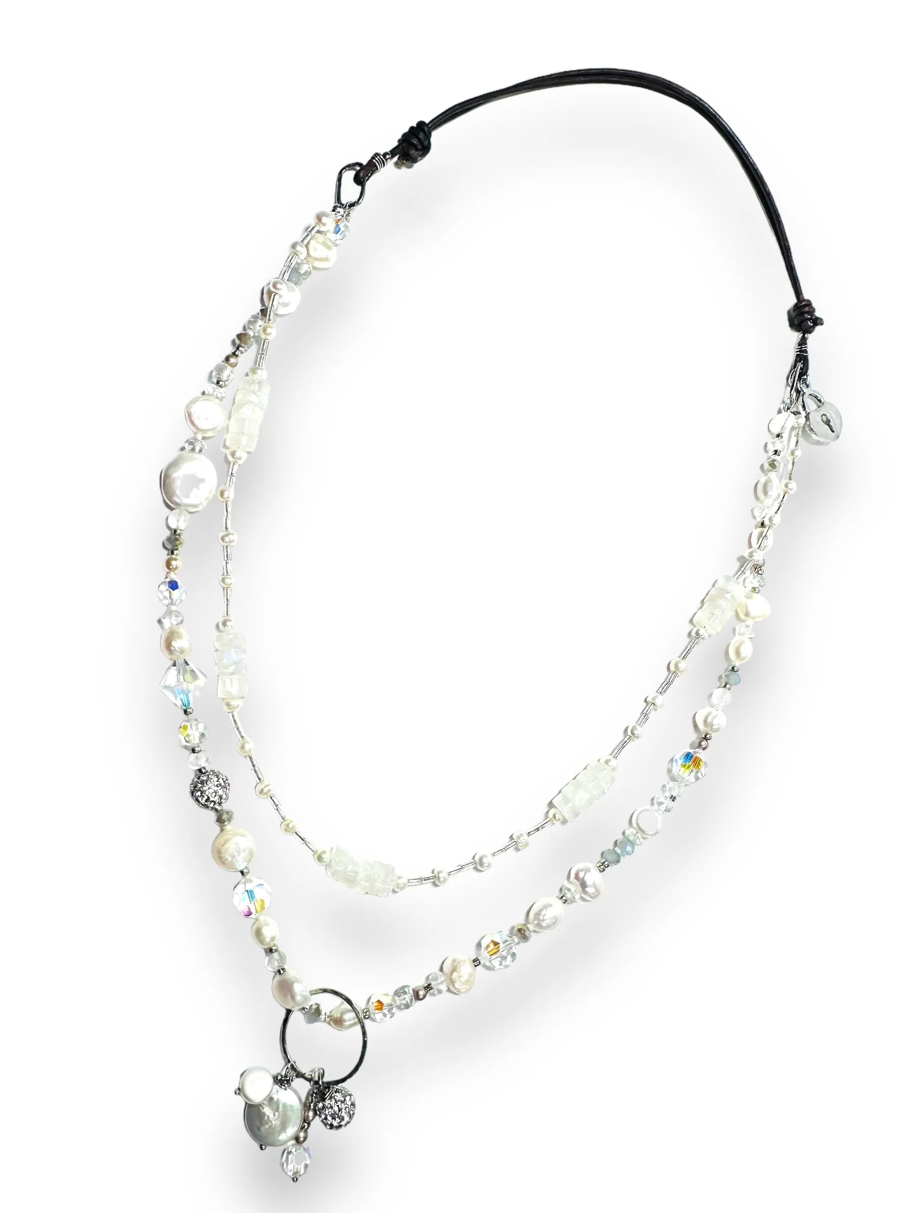 Moonstone and Pearl Double layered Necklace