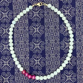 Moonstone and Pink Sapphire Necklace With Gold Filled Trigger Clasp