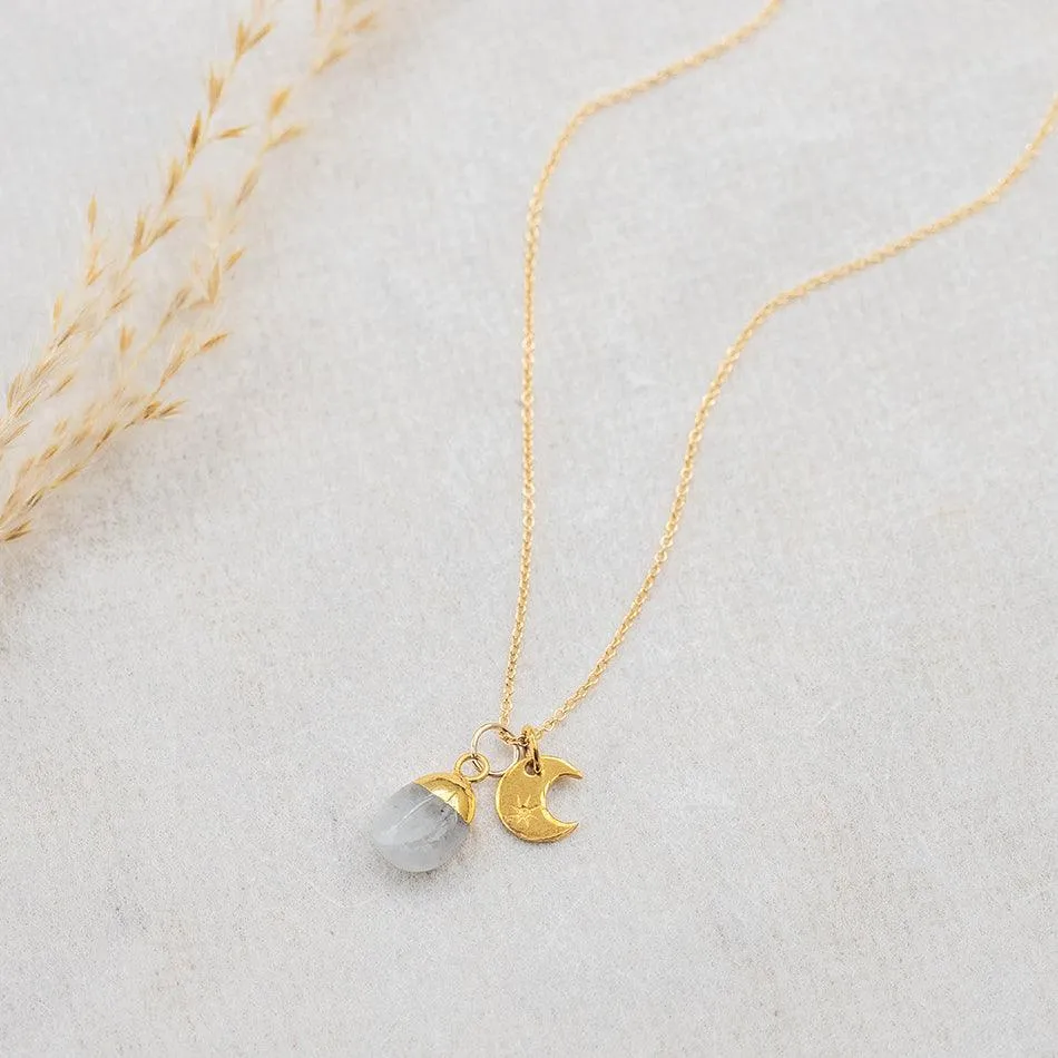 Moonstone Charm Necklace - June Birthstone