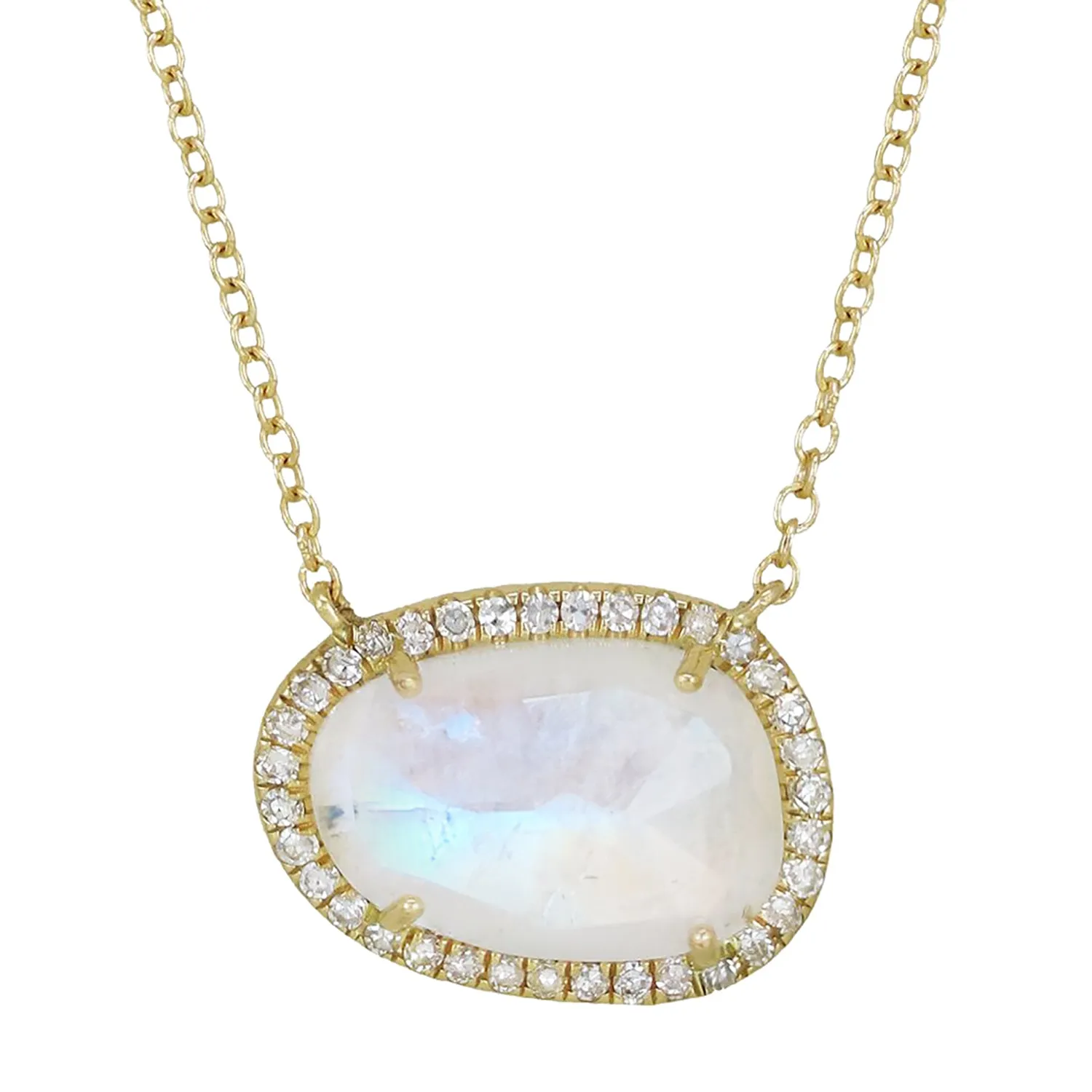 Moonstone Organic Shape Gemstone Necklace With Diamonds