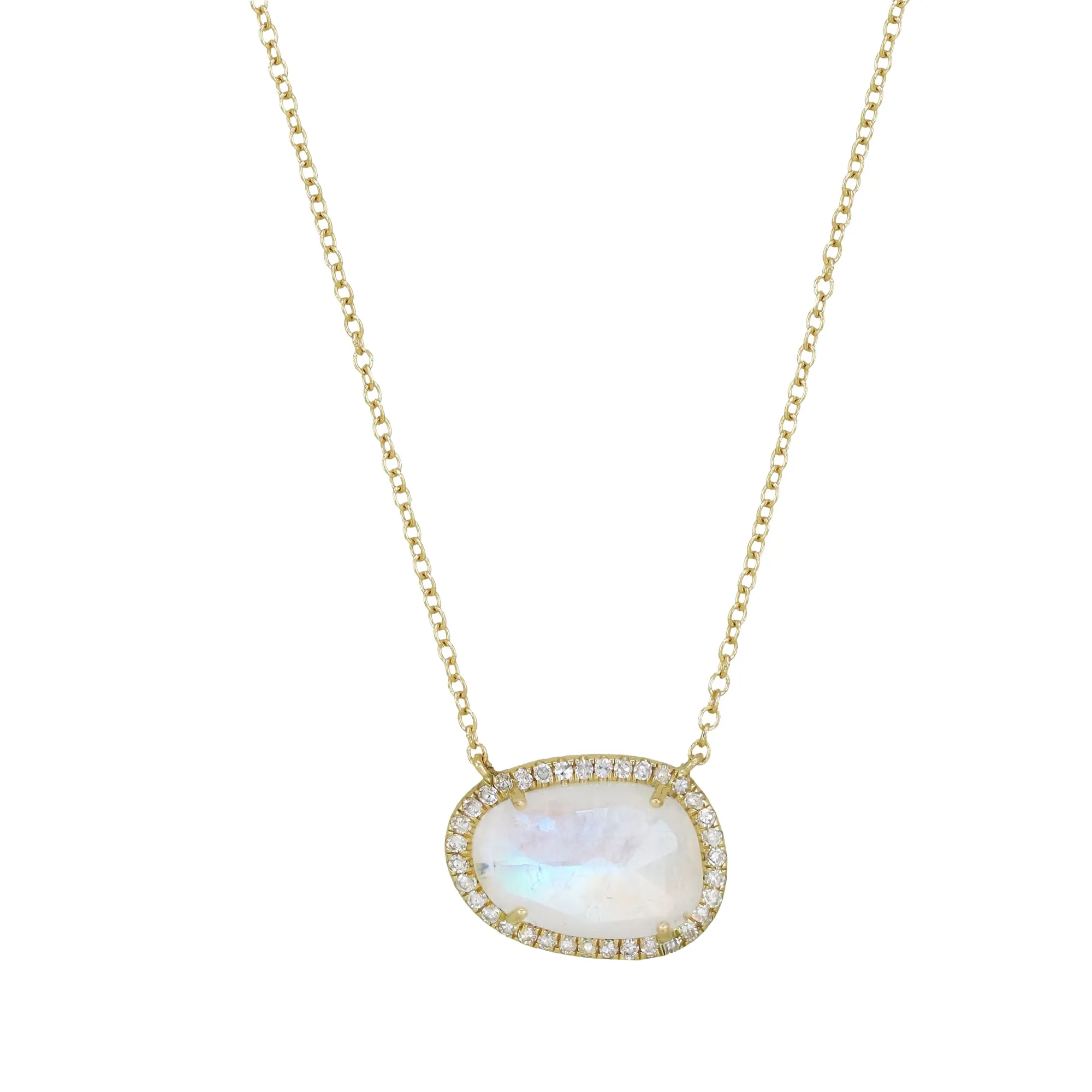 Moonstone Organic Shape Gemstone Necklace With Diamonds